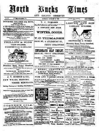 cover page of North Bucks Times and County Observer published on November 30, 1895