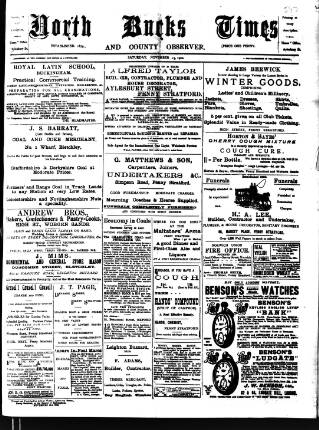 cover page of North Bucks Times and County Observer published on November 15, 1902