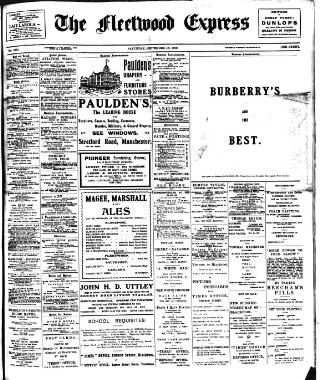 cover page of Fleetwood Express published on September 18, 1909