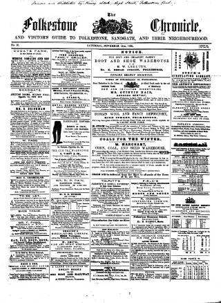 cover page of Folkestone Chronicle published on November 15, 1856