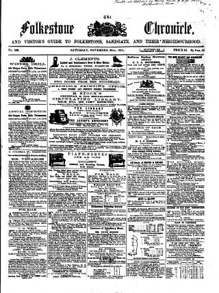cover page of Folkestone Chronicle published on November 30, 1861