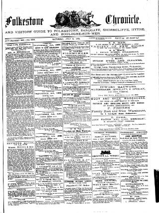 cover page of Folkestone Chronicle published on July 6, 1872