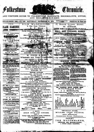 cover page of Folkestone Chronicle published on December 30, 1876