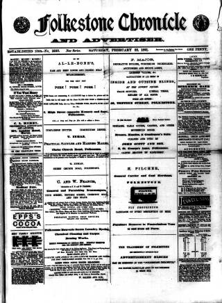 cover page of Folkestone Chronicle published on February 28, 1891