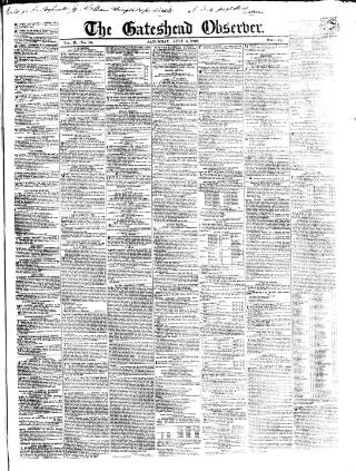 cover page of Gateshead Observer published on July 6, 1839