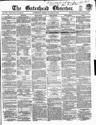 cover page of Gateshead Observer published on November 30, 1860
