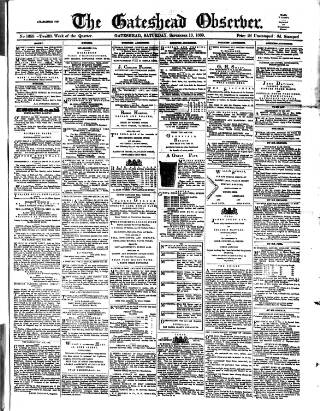 cover page of Gateshead Observer published on September 18, 1869