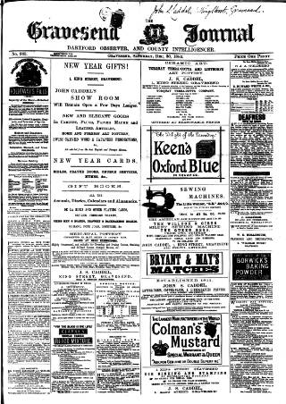 cover page of Gravesend Journal published on December 30, 1882