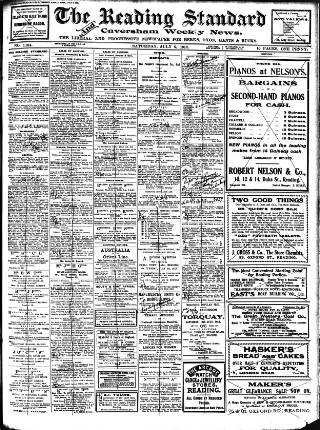 cover page of Reading Standard published on July 6, 1912