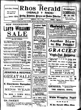 cover page of Rhos Herald published on July 6, 1929