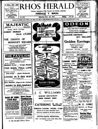 cover page of Rhos Herald published on February 28, 1948