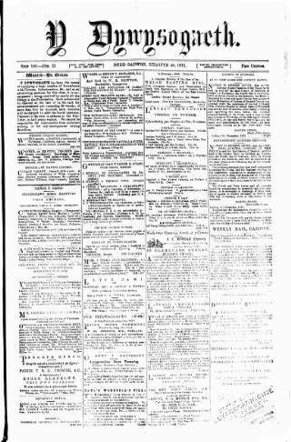 cover page of Y Llan published on December 30, 1871