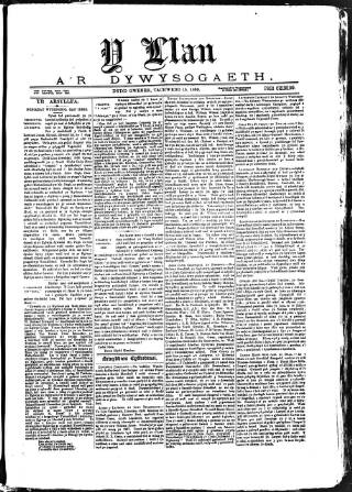 cover page of Y Llan published on November 15, 1889