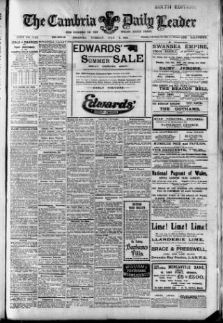 cover page of Cambria Daily Leader published on July 6, 1909