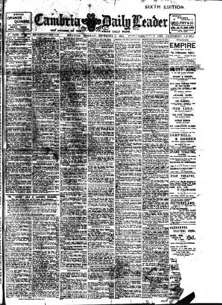 cover page of Cambria Daily Leader published on November 15, 1910