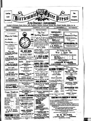 cover page of Kirriemuir Free Press and Angus Advertiser published on July 6, 1922