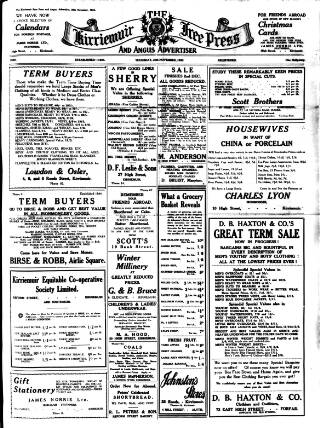cover page of Kirriemuir Free Press and Angus Advertiser published on November 30, 1933