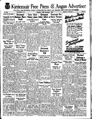 cover page of Kirriemuir Free Press and Angus Advertiser published on September 18, 1941