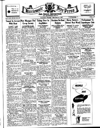 cover page of Kirriemuir Free Press and Angus Advertiser published on February 28, 1957