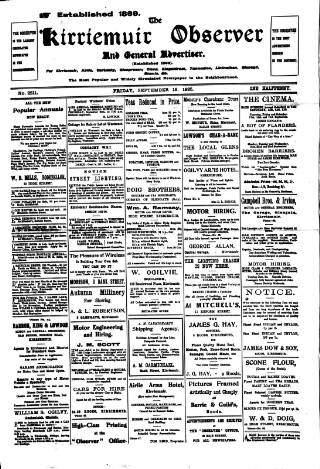 cover page of Kirriemuir Observer and General Advertiser published on September 18, 1925