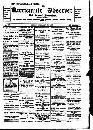 cover page of Kirriemuir Observer and General Advertiser published on November 30, 1928
