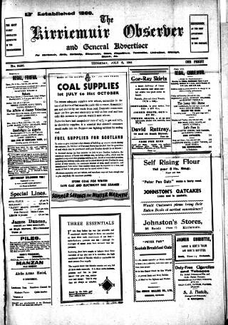cover page of Kirriemuir Observer and General Advertiser published on July 6, 1944