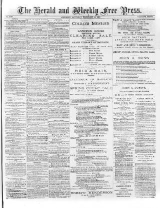 cover page of Weekly Free Press and Aberdeen Herald published on February 28, 1885