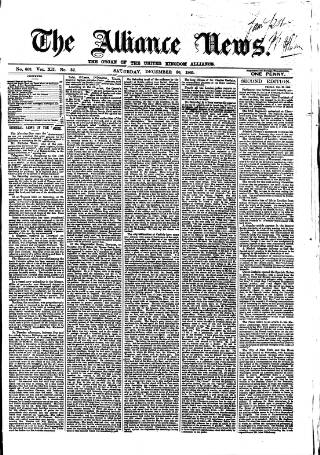 cover page of Alliance News published on December 30, 1865