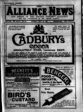 cover page of Alliance News published on May 29, 1896