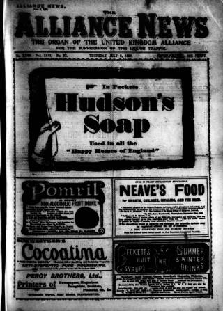 cover page of Alliance News published on July 6, 1899