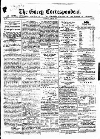 cover page of Gorey Correspondent published on July 6, 1867