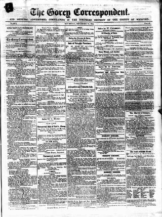 cover page of Gorey Correspondent published on September 18, 1869