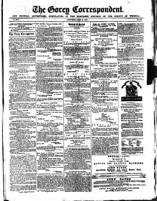 cover page of Gorey Correspondent published on May 29, 1875