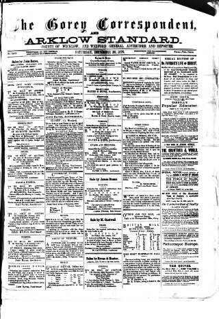cover page of Gorey Correspondent published on December 30, 1876