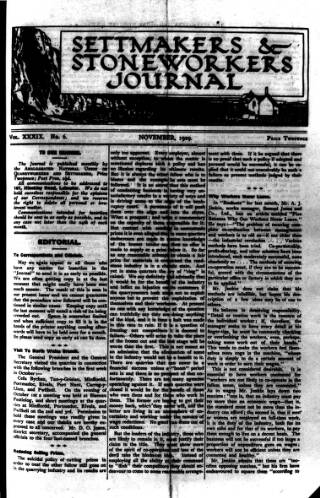 cover page of Settmakers' and Stoneworkers' Journal published on November 1, 1929