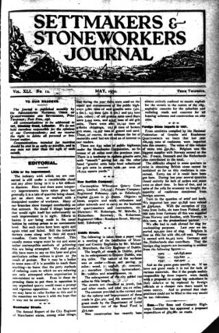 cover page of Settmakers' and Stoneworkers' Journal published on May 1, 1932
