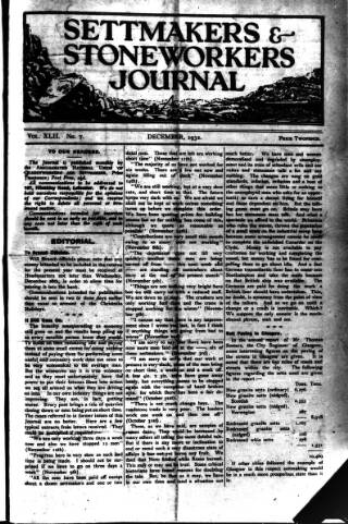cover page of Settmakers' and Stoneworkers' Journal published on December 1, 1932