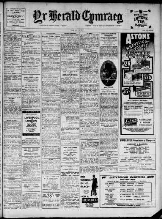 cover page of Herald Cymraeg published on May 29, 1933