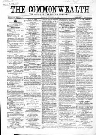 cover page of British Miner and General Newsman published on September 22, 1866