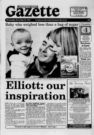 cover page of Ruislip & Northwood Gazette published on December 30, 1992