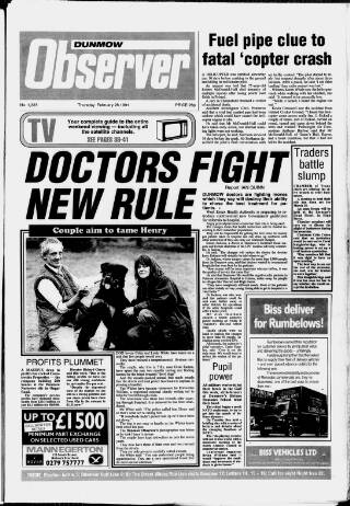 cover page of Dunmow Observer published on February 28, 1991