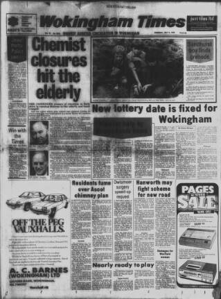 cover page of Wokingham Times published on July 6, 1978