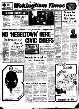 cover page of Wokingham Times published on November 15, 1979