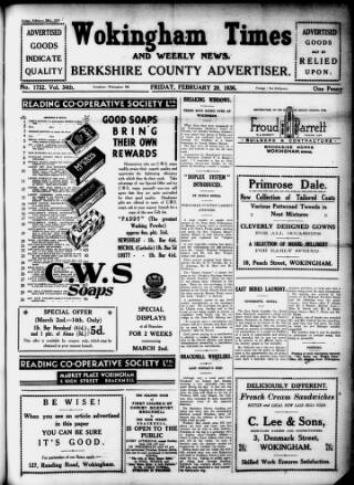 cover page of Wokingham Times published on February 28, 1936
