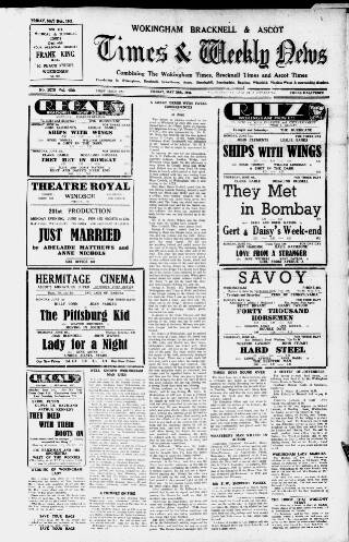 cover page of Wokingham Times published on May 29, 1942