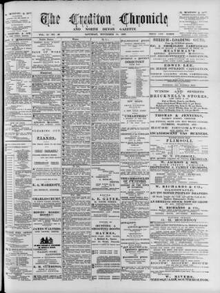 cover page of Crediton Gazette published on November 30, 1895
