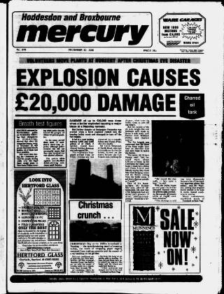 cover page of Hoddesdon and Broxbourne Mercury published on December 30, 1988