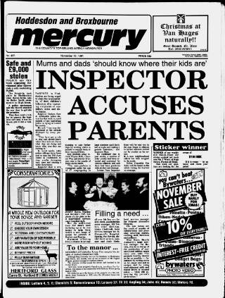 cover page of Hoddesdon and Broxbourne Mercury published on November 15, 1991