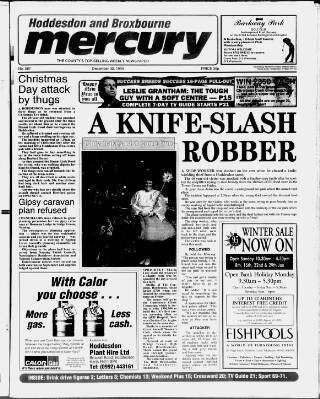 cover page of Hoddesdon and Broxbourne Mercury published on December 30, 1994