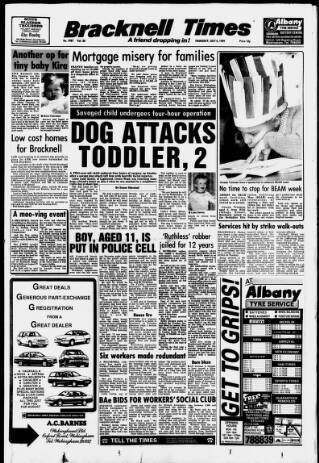 cover page of Bracknell Times published on July 6, 1989
